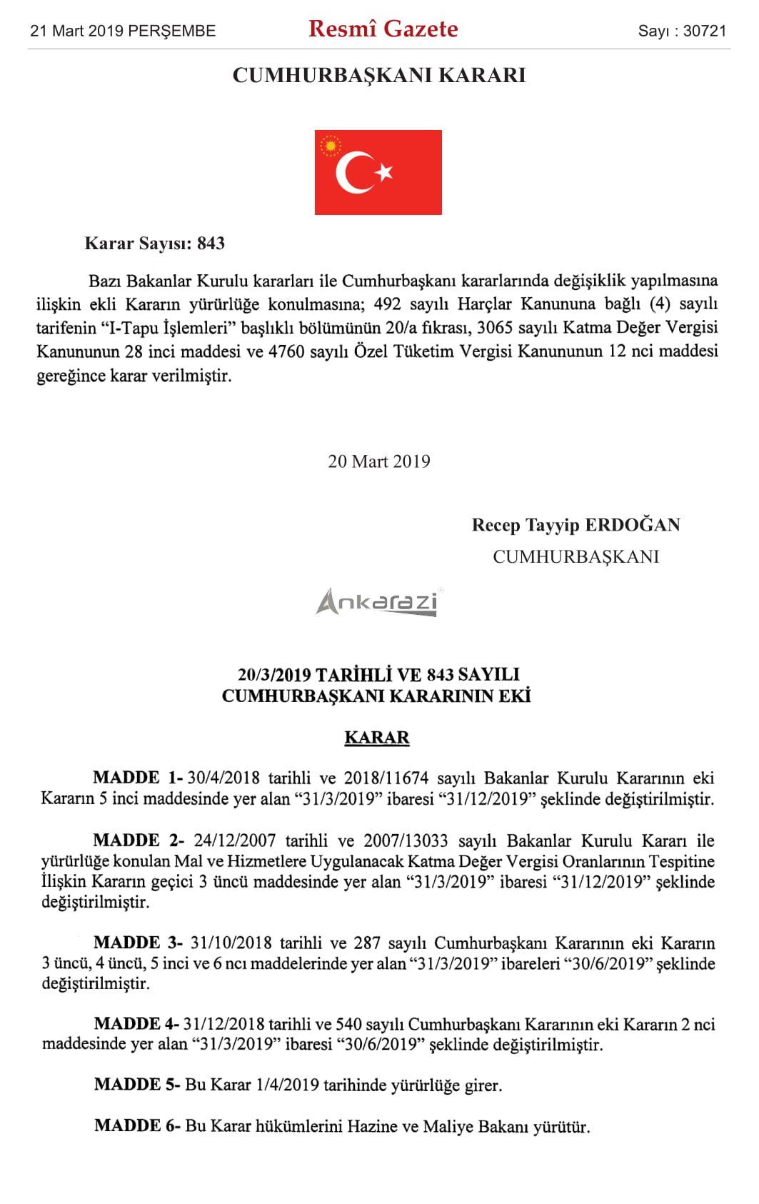 Tapu Harcı, KDV ve ÖTV İndirimlerinde Süre Uzatıldı... 3671